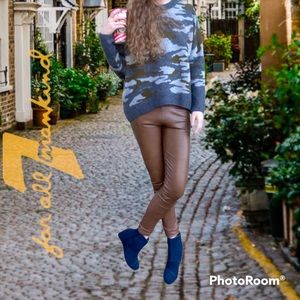 7 For All Mankind Vegan Leather Leggings Cognac 🎉HOST PICK🎉